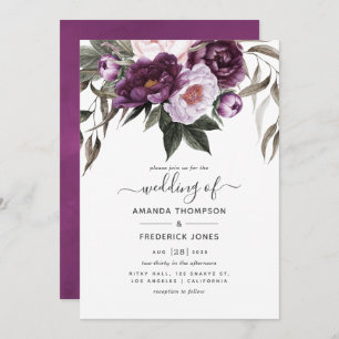 Deep Velvet Floral Wedding Kaart