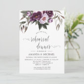 Deep Velvet Floral Wedding Rehearsal Dinner Kaart (Staand voorkant)