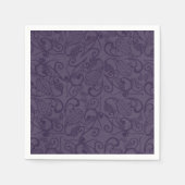 Deep Violet Leafy Pattern Papier servet (Voorkant)