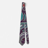 Deep Wine en Turquoise Paisley Stropdas (Voorkant)