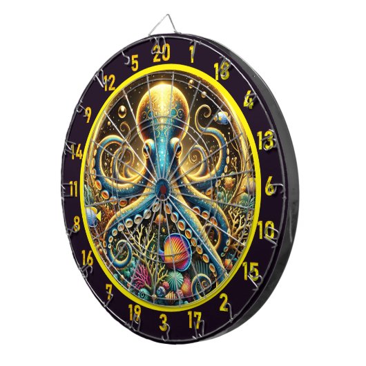 Deep Zee Octopus Art Dartbord (Voorkant Rechts)