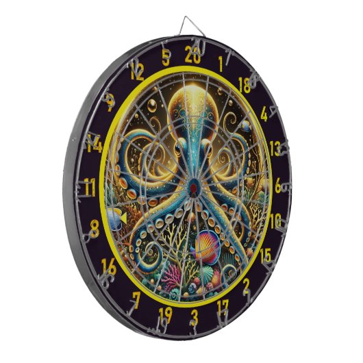 Deep Zee Octopus Art Dartbord (Voorkant Links)