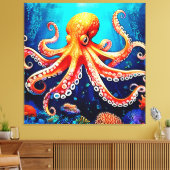 Deep Zee Octopus Glow Design Canvas Afdruk (Insitu (Woonkamer))
