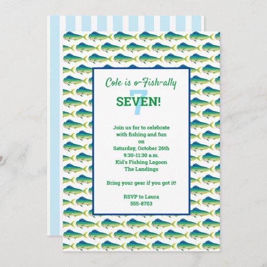 Deep Zee Vist Mahi Party Invitation Kaart (Voorkant / Achterkant)