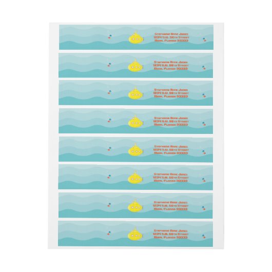 Deep Zee Yellow Submarine Omwikkelbaar Adreslabel (Vel)