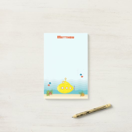 Deep Zee Yellow Submarine Post-it® Notes (Op bureau)