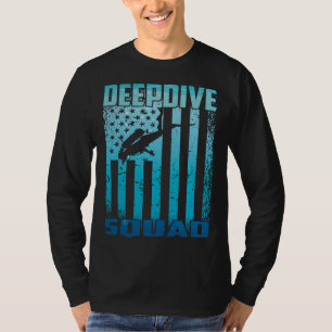 DeepDive Squad Amerikaanse vlag onderwater duiken T-shirt