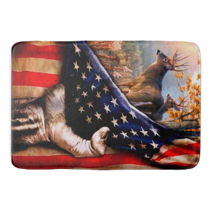 Deer American Flag Blanket, Badmat