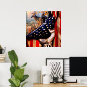 Deer American Flag Blanket, Poster (Thuiskantoor)