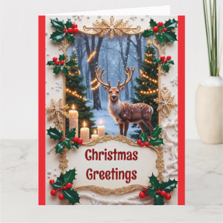 Deer And Christmas Lights Greeting Card Kaart