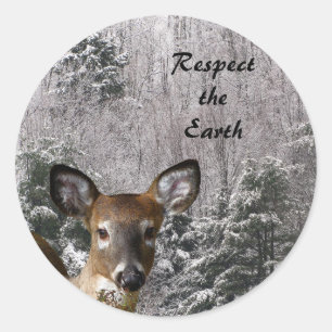 Deer and Frosty Hills Earth Day Ronde Sticker