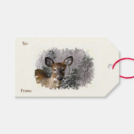 Deer and Frosty Hills Pack of Gift Labels Cadeaulabel (Voorkant (Horizontaal))