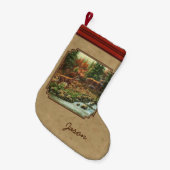 Deer and Stream Waterfall Tan Kleine Kerstsok (Voorkant (Hangend))