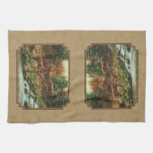 Deer and Stream Waterfall Tan Theedoek (Horizontaal)