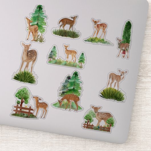 Deer and Trees Custom-Cut Vinyl Sticker (Detail)