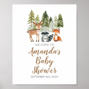Deer animal adventure Camper Baby shower Welkom Poster