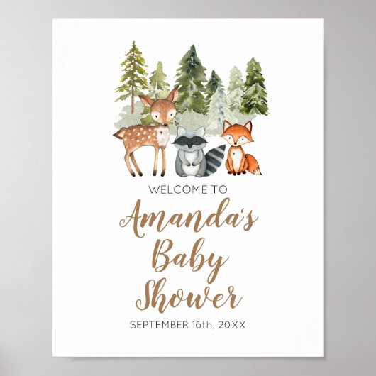 Deer animal adventure Camper Baby shower Welkom Poster (Voorkant)