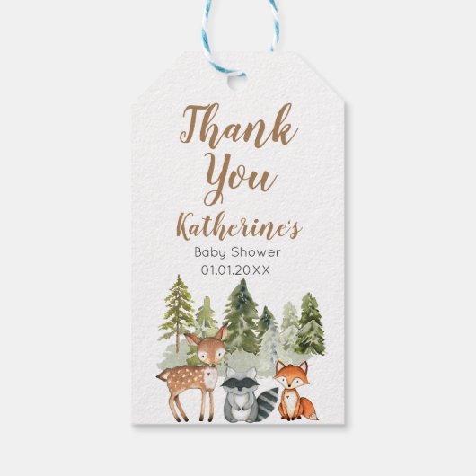Deer Animal avontuur Camper Baby shower Dank u wel Cadeaulabel (Achterkant)