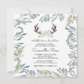 DEER ANTLER Boy Baby shower Invite - Square Kaart (Voorkant)