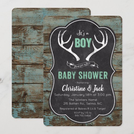 Deer Antler Boy Baby shower Kaart (Voorkant / Achterkant)