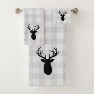 Deer Antler Cabin Check Patroon Badhanddoek Set Bad Handdoek