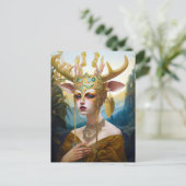 Deer Antler Crown Mask Fantasy Art Briefkaart (Staand voorkant)