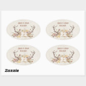 Deer antler en trouwbloemen ovale sticker (Vel)