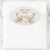 Deer antler en trouwbloemen ovale sticker (Tas)