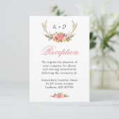 Deer Antler Floral Wedding Reception Direction Informatiekaartje (Staand voorkant)
