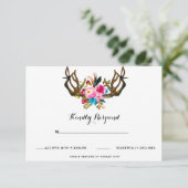 Deer Antler Floral Wedding Response Card Kaart (Staand voorkant)