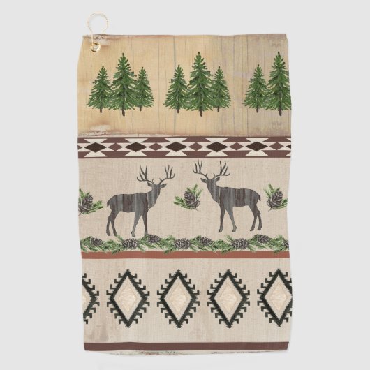 Deer Antler Forest Rustic Wooden Western Mountain Golfhanddoek (Voorkant)