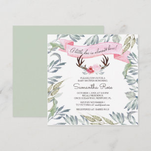 DEER ANTLER Girl Baby shower Invite - Square Kaart