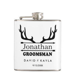 Deer Antler Groomsman - Aangepaste naam Heupfles
