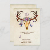 Deer Antler Mariage campagnard rustique RSVP (Devant / Derrière)