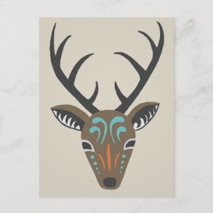 Deer Antler Modern Wildlife Tribal Totem Card Briefkaart