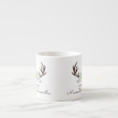 DEER ANTLER Rustic Sage Green Wedding Favor Espresso Kop (Voorkant)