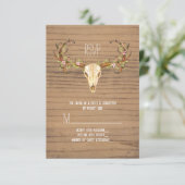 Deer Antler Rustic Wood Southwestern Wedding RSVP (Debout devant)