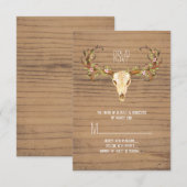 Deer Antler Rustic Wood Southwestern Wedding RSVP (Devant / Derrière)