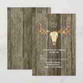 Deer Antler Rustic Wood Southwestern Wedding RSVP (Devant / Derrière)
