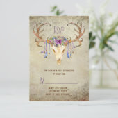 Deer Antler Skull Southwestern Wedding RSVP (Staand voorkant)