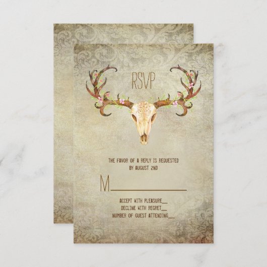 Deer Antler Southwestern Wedding RSVP (Devant / Derrière)