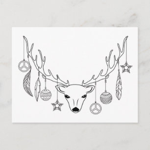 Deer antlers boho style briefkaart