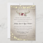 Deer Antlers en String Lights Rustic Wedding Kaart (Voorkant)