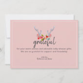 Deer Antlers Floral Doe Baby shower Carte de remer (Dos)