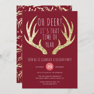 Deer Antlers Noël Fête Invitation