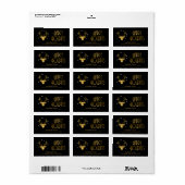 Deer Antlers Silhouette & Snowflakes Gold/Bl ID861 Etiket (Full Sheet)