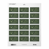 Deer Antlers Silhouette & Snowflakes Green ID861 Etiket (Full Sheet)