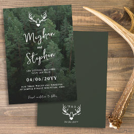 Deer Antlers Woodland Pine Tree Forest Wedding Save The Date