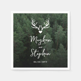 Deer Antlers Woodland Pine Tree Forest Wedding Servet