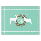 Deer Aqua Peace Joy Wreath Nappe (Devant (Horizontal))